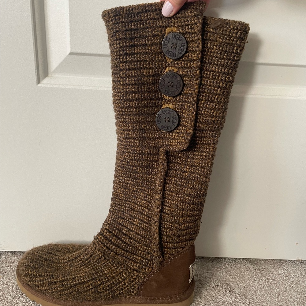 UGG Brown Knit Button Boots
